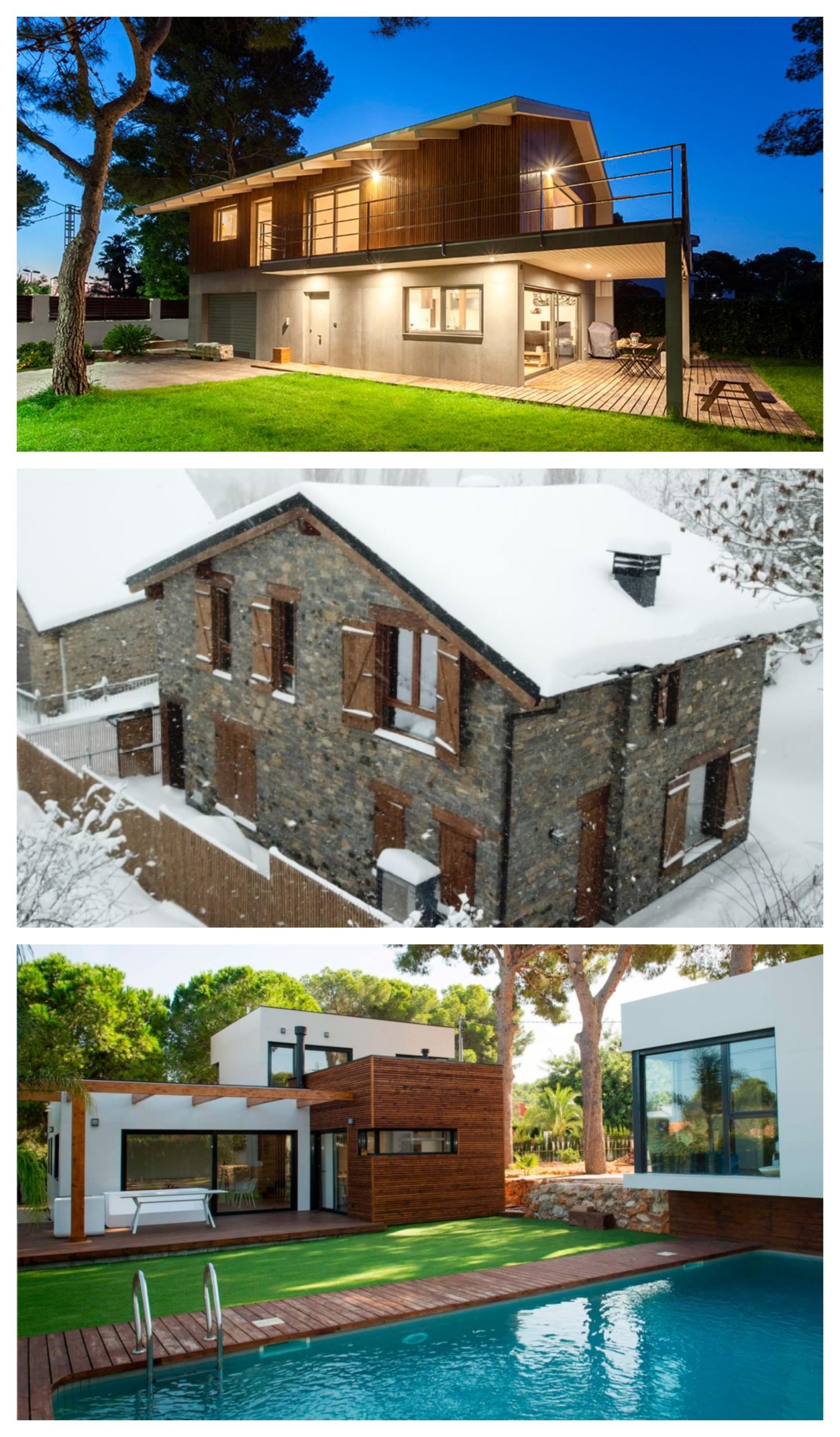 Casas eficientes y sostenibles construidas con módulos de entramado ligero de madera Casas eficientes y sostenibles construidas con módulos de entramado ligero de madera